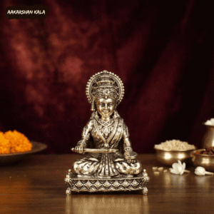 Brass Annapurna Devi Idol | Intricately Carved Hindu Goddess Statue