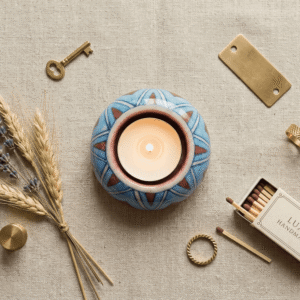 Jaipur Blue Pottery Tea Light Candle Diya | Handmade Decorative Candle Holder