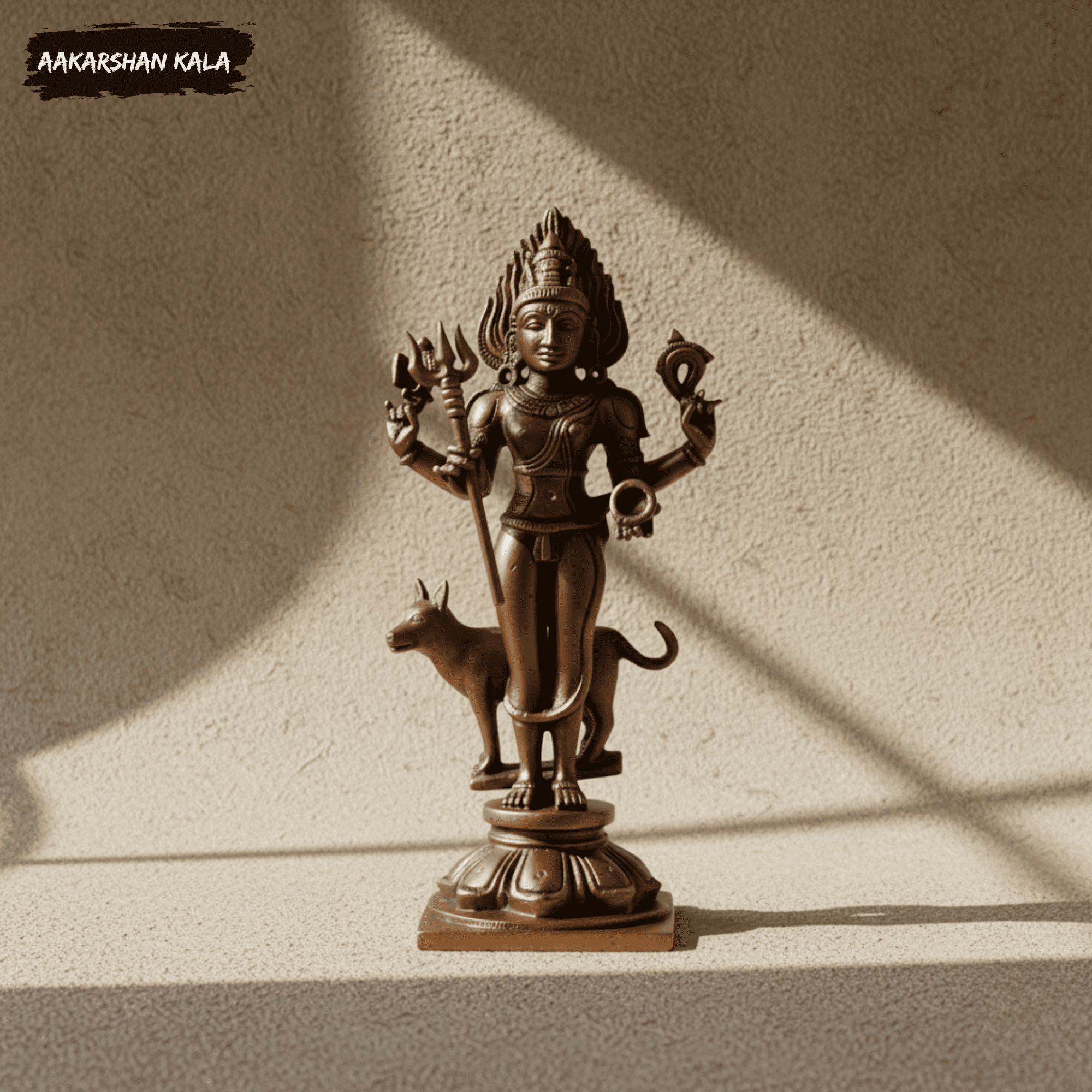 Handcrafted Copper Kaal Bhairava Idol | Hindu Protective Deity, 5.5 Inch - Image 2