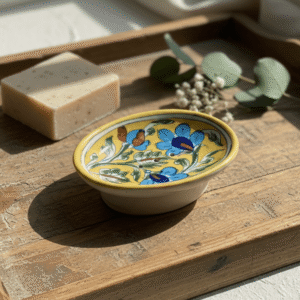 Handmade Jaipur Blue Pottery Soap Dish | Decorative Ceramic Soap Tray