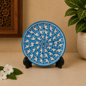 Handmade Jaipur Blue Pottery Wall Plate 6 Inch | Ceramic Wall Decor | Indian Home Decor