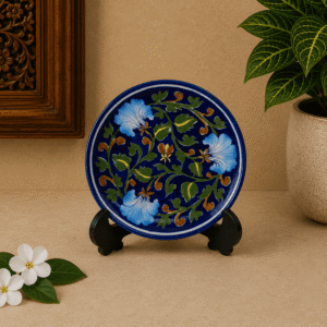 Handcrafted Indian Blue Pottery Wall Plate 6 Inch | Decorative Ceramic Wall Hanging