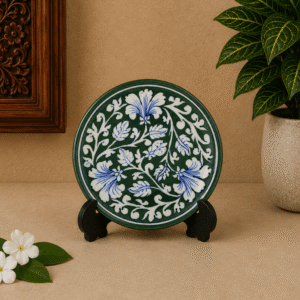 Authentic Jaipur Blue Pottery Wall Plate 6 Inch | Handmade Decorative Ceramic Plate