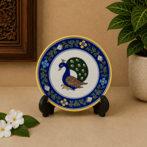 Premium Jaipur Blue Pottery Wall Plate 6 Inch | Handmade Indian Ceramic Wall Hanging