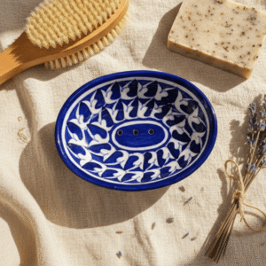 Jaipur Blue Pottery Soap Holder | Handmade Bathroom Accessory Soap Dish