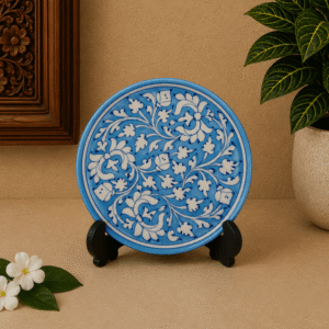 Decorative Blue Pottery Wall Plate 6 Inch | Authentic Jaipur Ceramic Craft for Wall Decor
