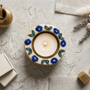 Jaipur Blue Pottery Tea Light Holder | Handmade Festive Décor