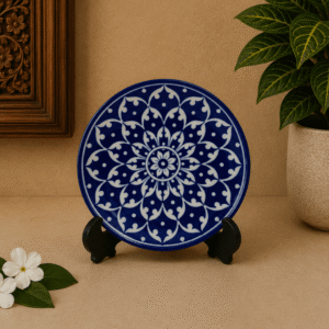 Jaipur Blue Pottery Ceramic Wall Plate 6 Inch | Indian Handmade Home & Office Decor