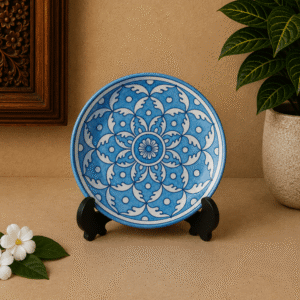 6 Inch Handmade Blue Pottery Wall Plate | Jaipur Ceramic Decorative Wall Art