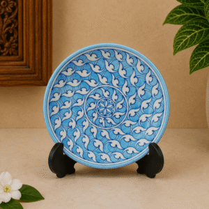 8 Inch Jaipur Blue Pottery Wall Plate | Handcrafted Ceramic Hanging Plate | Indian Decor