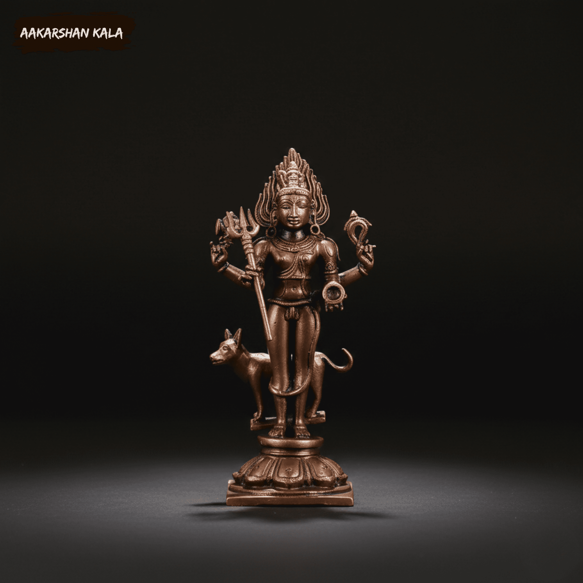 Handcrafted Copper Kaal Bhairava Idol | Hindu Protective Deity, 5.5 Inch - Image 3