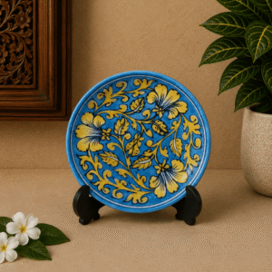 Traditional Jaipur Blue Pottery Wall Plate 6 Inch | Handmade Ceramic Home Decor