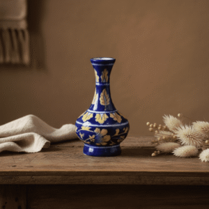 4.5" Ceramic Blue Pottery Flower Vase β Indian Handcrafted Home DΓ©cor