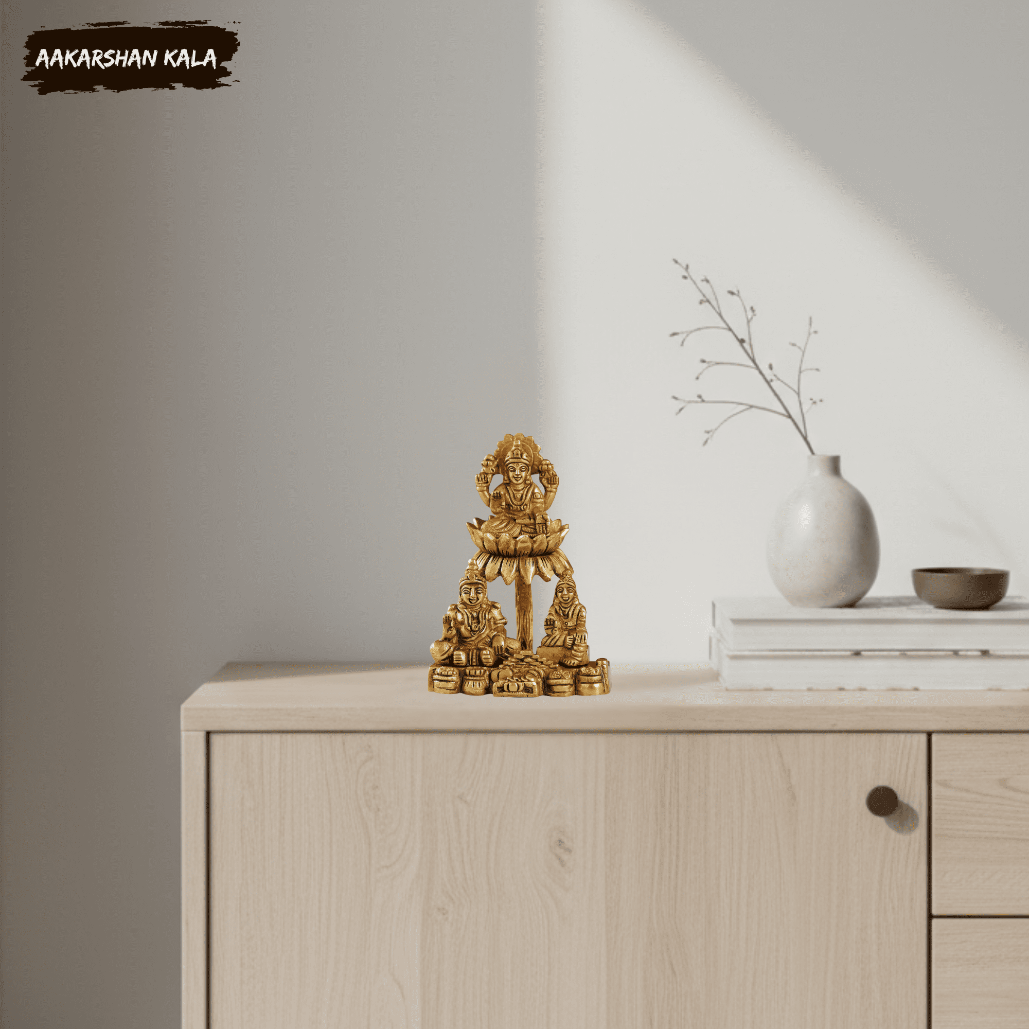 Brass Kuber Lakshmi Chitralekha Idol | 5 Inch Hindu Murti - Image 3