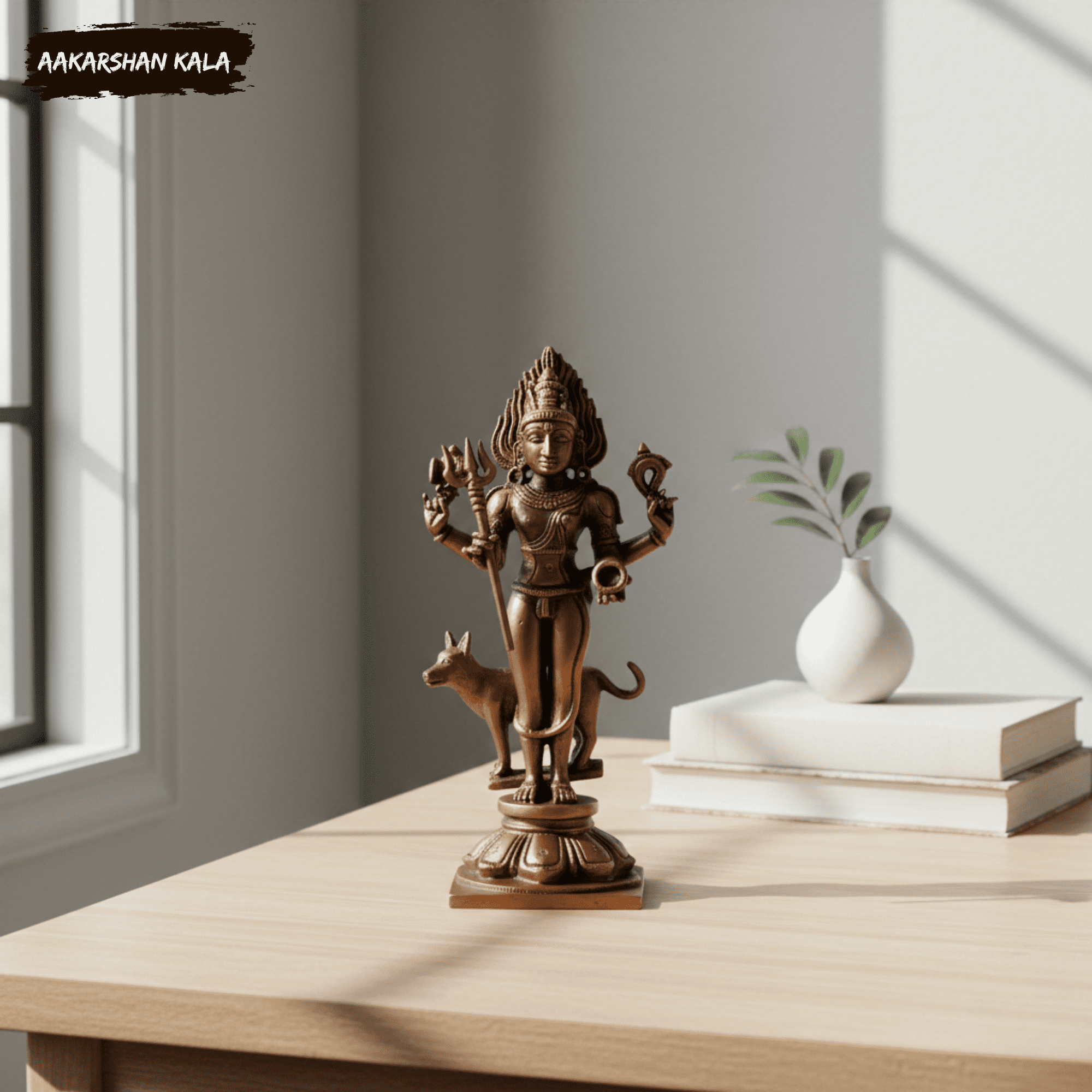 Handcrafted Copper Kaal Bhairava Idol | Hindu Protective Deity, 5.5 Inch - Image 4