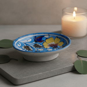 Authentic Jaipur Blue Pottery Soap Dish | Traditional Handmade Soap Holder