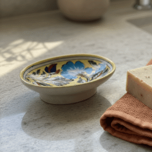 Jaipur Blue Pottery Soap Dish | Artisan Handmade Ceramic Bathroom Decor