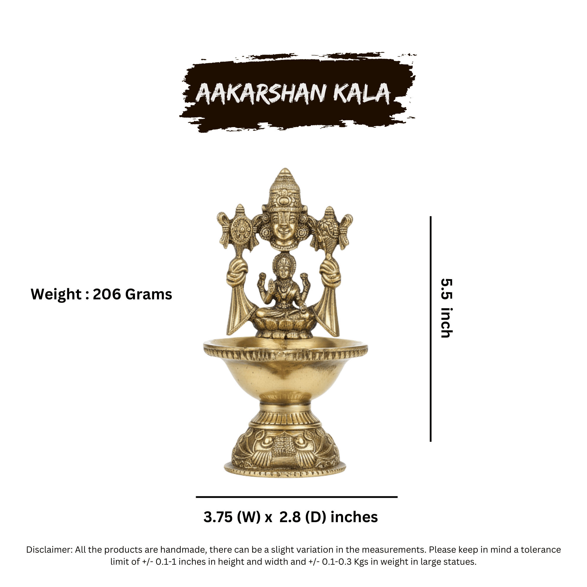 Brass Tirupati Balaji Lakshmi Diya | Hindu Oil Lamp, Pooja Decor - Image 5