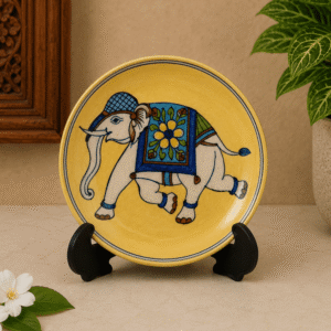 Handcrafted Indian Blue Pottery Wall Plate 8 Inch | Decorative Ceramic Wall Hanging