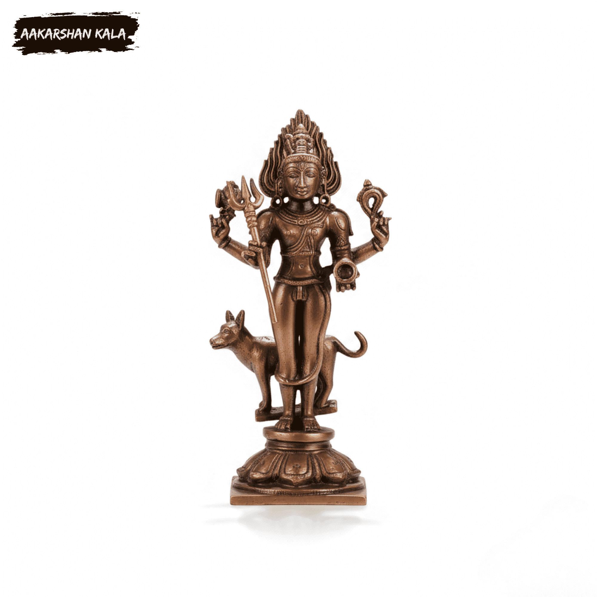 Handcrafted Copper Kaal Bhairava Idol | Hindu Protective Deity, 5.5 Inch - Image 5