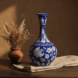 Handcrafted Jaipur Blue Pottery Surai Vase β Ceramic Home DΓ©cor (7 Inch)