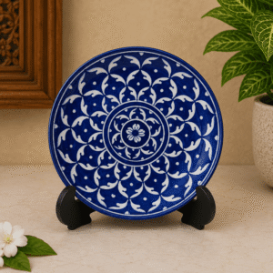 Jaipur Blue Pottery Ceramic Wall Plate 8 Inch | Handmade Indian Home & Office Decor