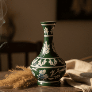Handmade Blue Pottery Vase β 4.5" Green Decorative Ceramic Flower Vase
