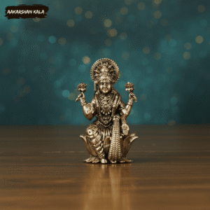 Brass Goddess Lakshmi Idol | Small Superfine Lakshmi Murti | 2.5 Inch