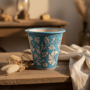 Handpainted Jaipur Blue Pottery Planter | Ceramic Indoor Planter | Flower Pot for Home Decor | 4 Inch