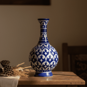 Jaipur Blue Pottery Vase β 7 Inch Handmade Surai Design Home DΓ©cor