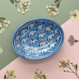 Jaipur Blue Pottery Soap Dish | Handmade Ceramic Soap Holder for Bathroom
