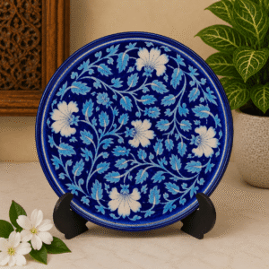 Ceramic Jaipur Blue Pottery Wall Plate | Indian Wall Decor | Artisan Home Accent 10 Inch