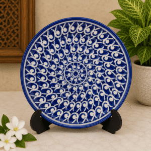 10 Inch Handmade Blue Pottery Wall Plate | Jaipur Ceramic Wall Art