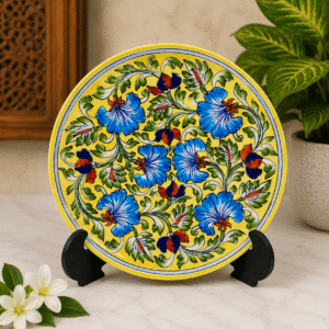 Traditional Jaipur Blue Pottery Plate | Handcrafted Ceramic Wall Decor | 10 Inch