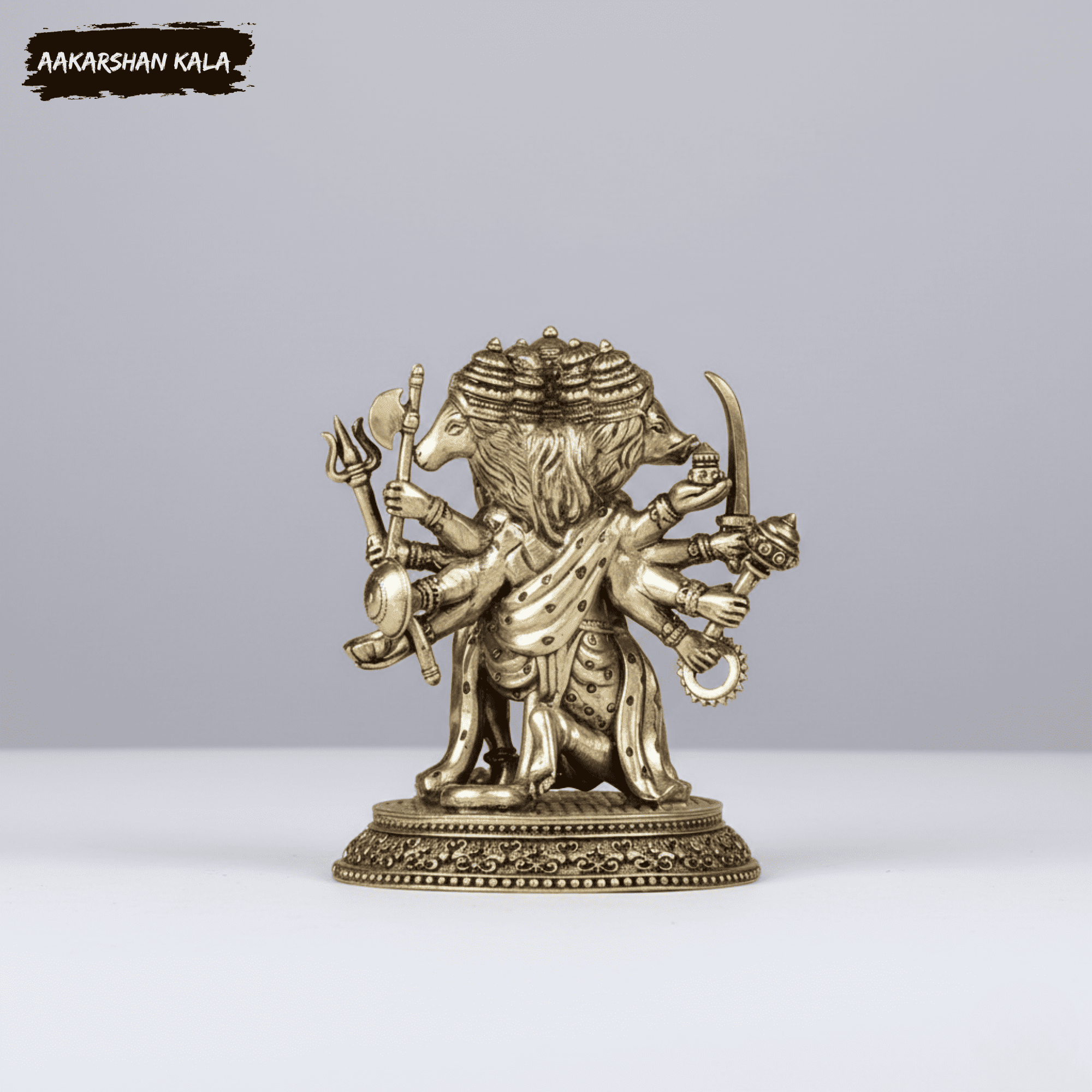 Brass Panchmukhi Hanuman Idol | 4 Inch Hindu God Murti - Image 8