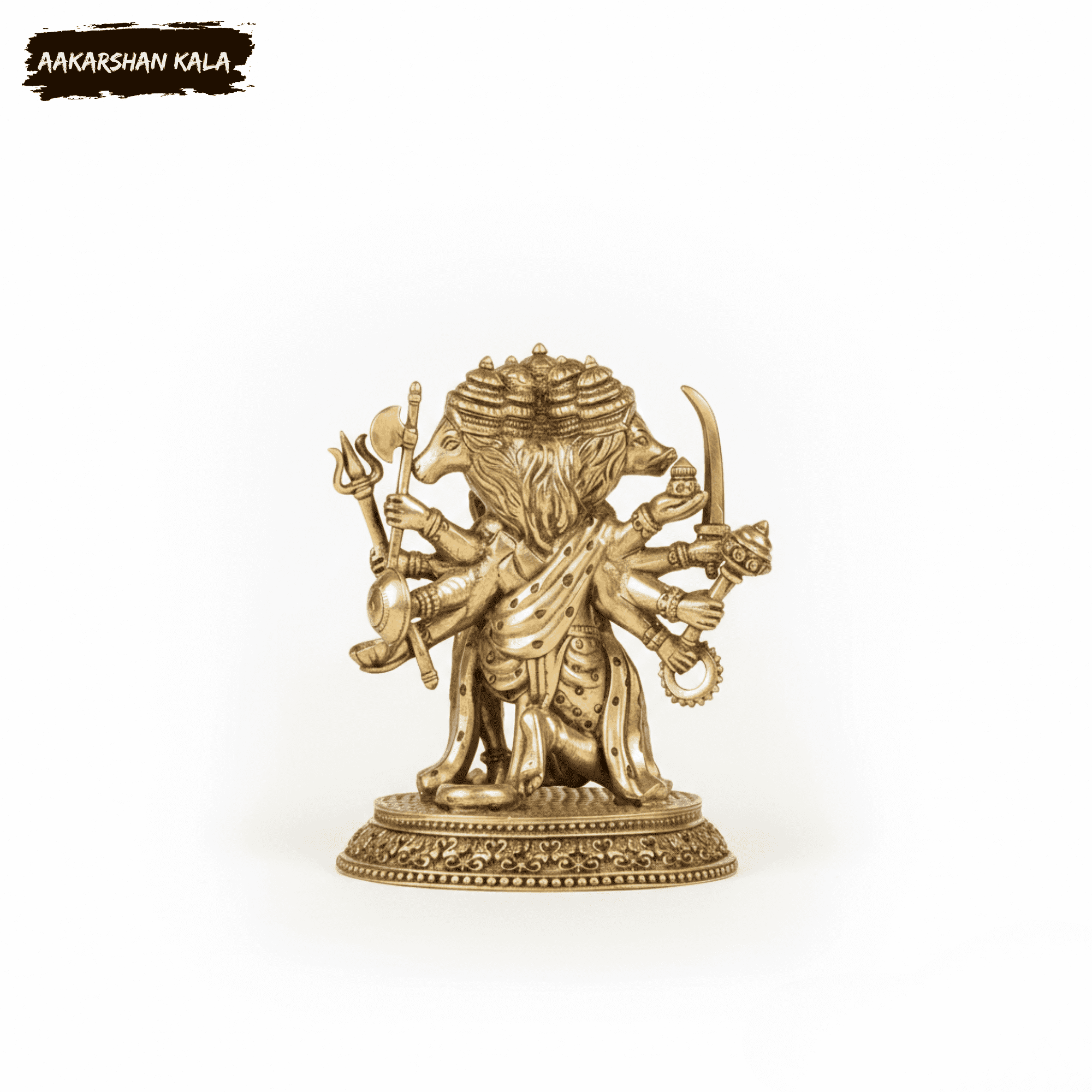 Brass Panchmukhi Hanuman Idol | 4 Inch Hindu God Murti - Image 15