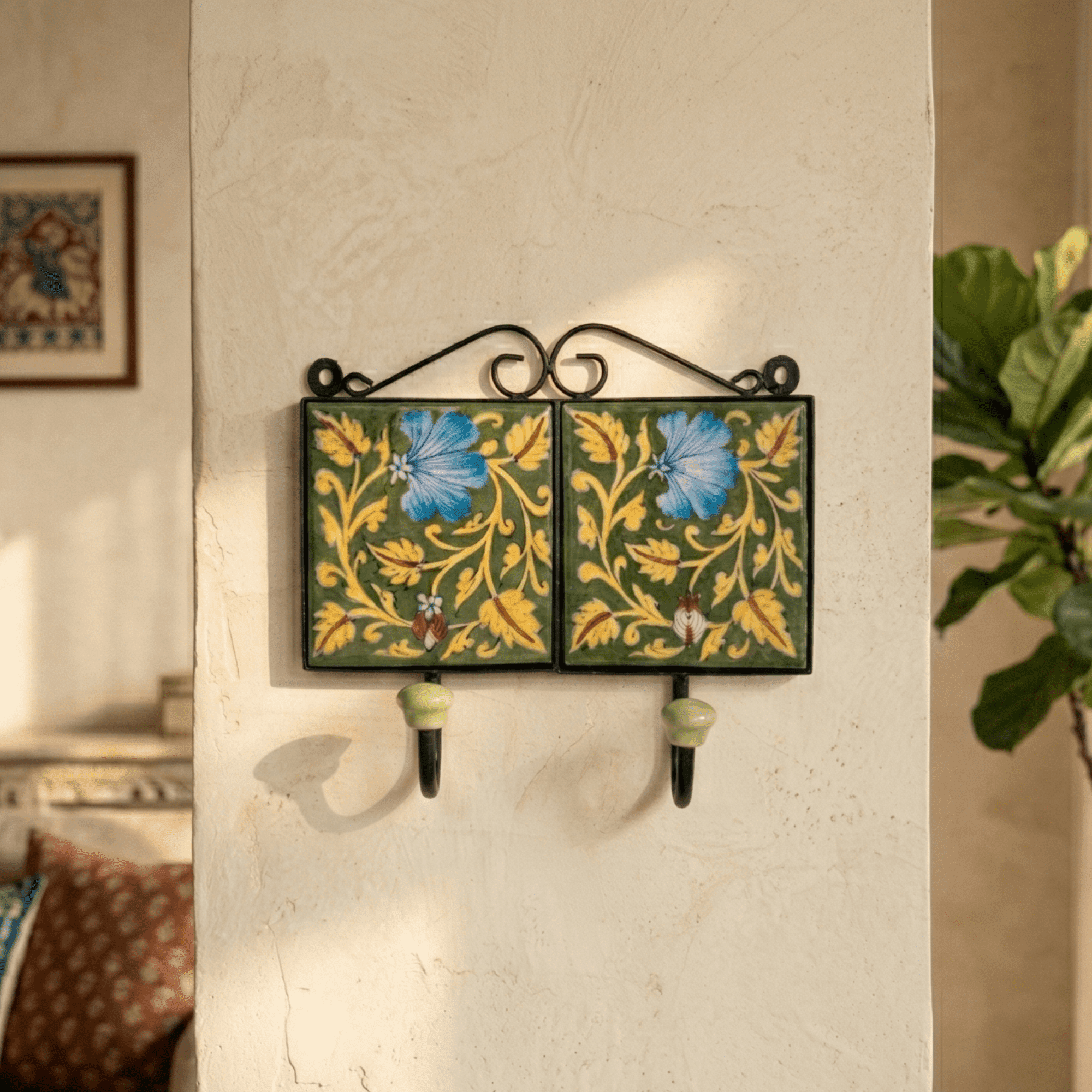 Jaipur Blue Pottery Decorative Double Hook