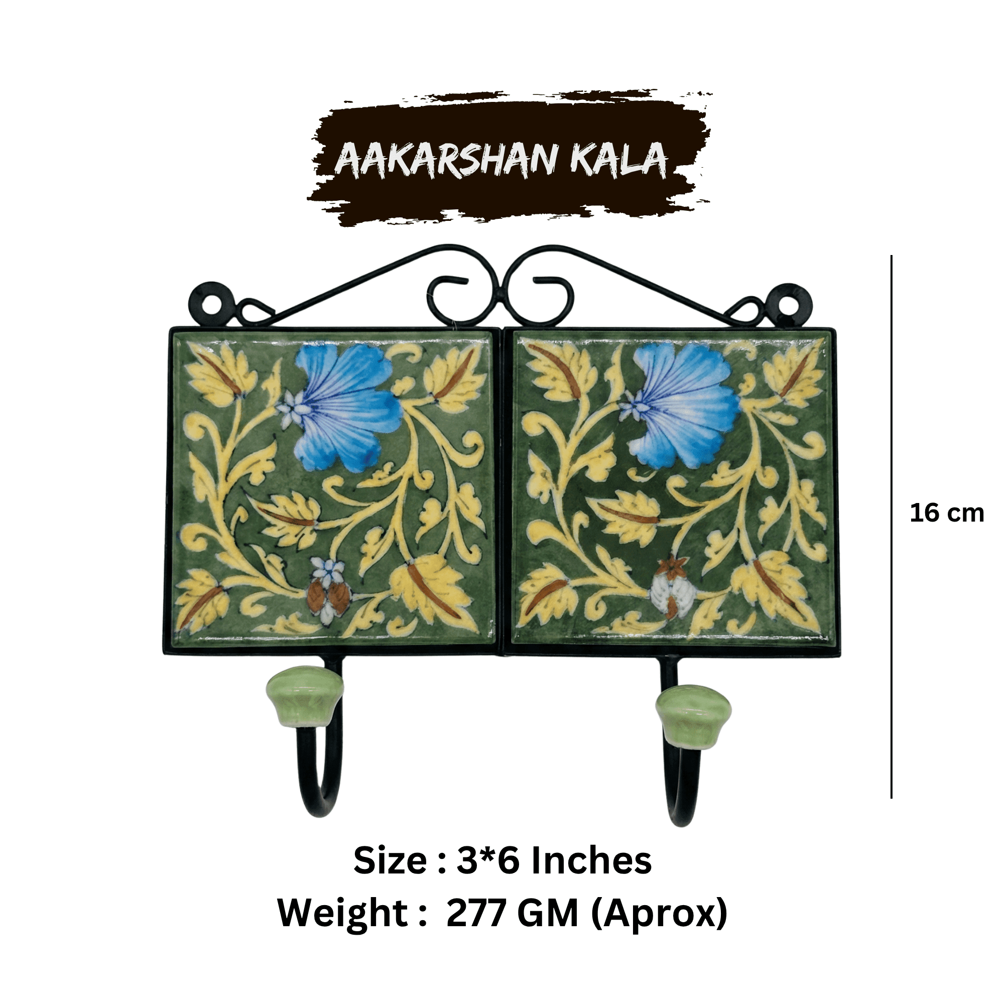Jaipur Blue Pottery Decorative Double Hook - Image 3