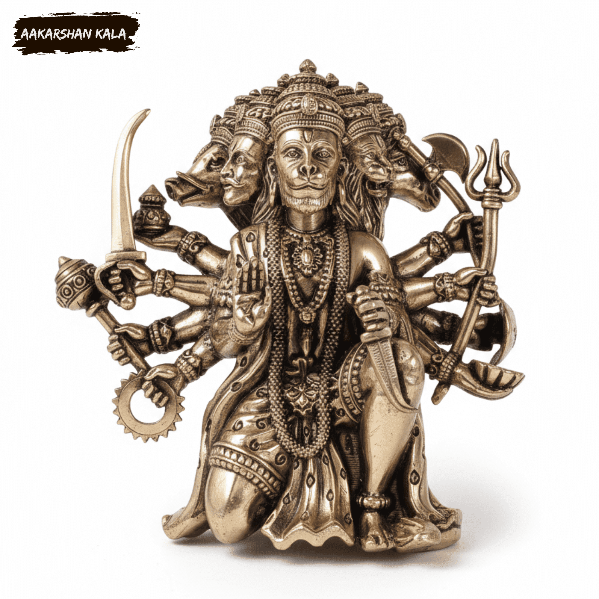 Brass Hanuman Wall Hanging | Hindu God Panchmukhi Idol, 4 Inch - Image 5