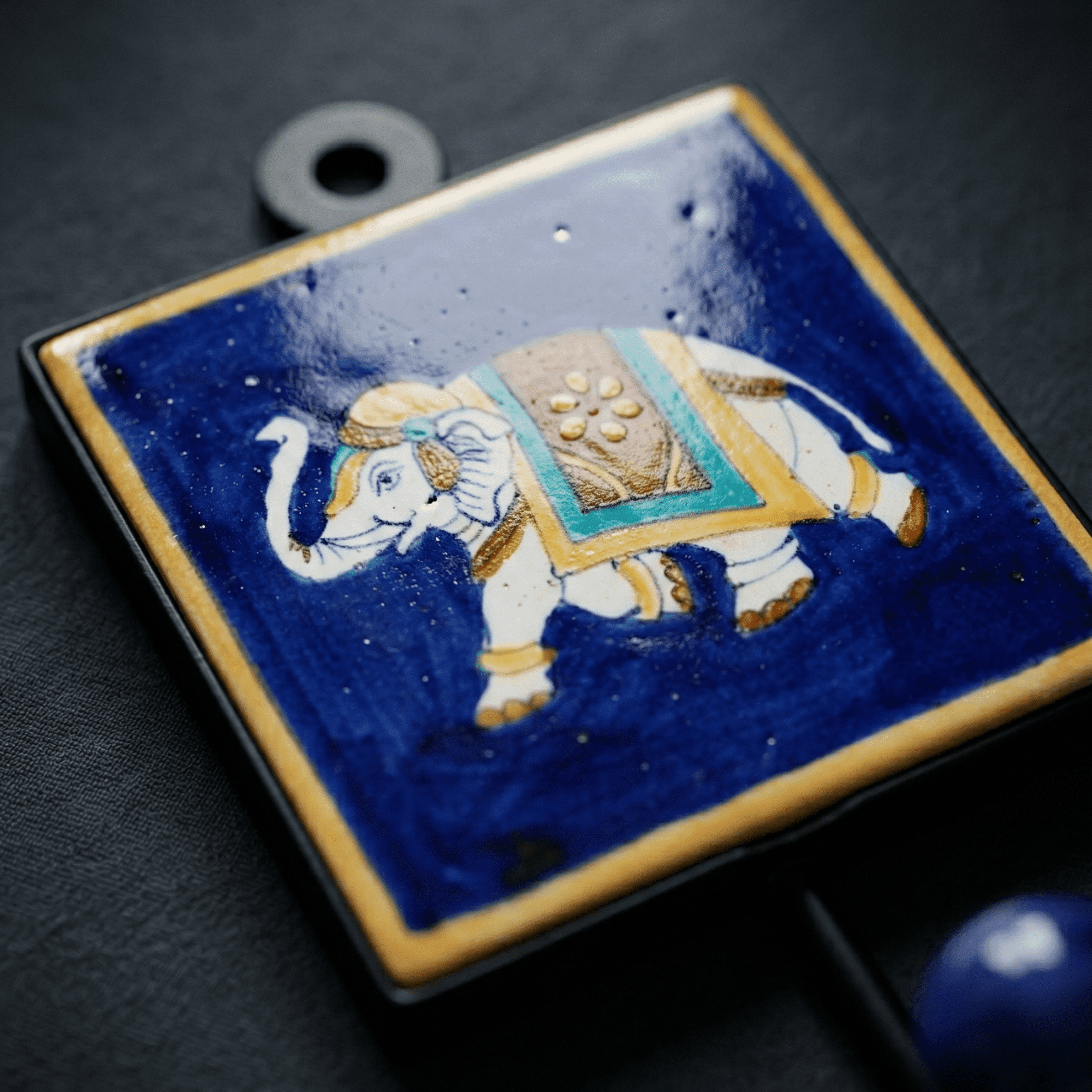 Jaipur Blue Pottery Elephant Design Single Hook for Home Decor - Image 3